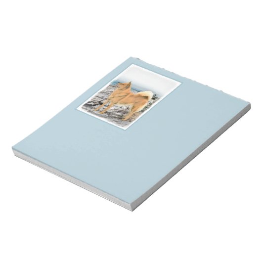 Finnischer Spitz beim Seashore-Gemälde - Hundekuns Notizblock (Rotiert)