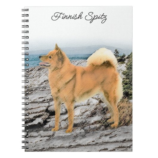 Finnischer Spitz beim Seashore-Gemälde - Hundekuns Notizblock (Vorderseite)