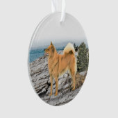 Finnischer Spitz beim Seashore-Gemälde - Hundekuns Ornament (Vorderseite)