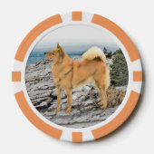 Finnischer Spitz beim Seashore-Gemälde - Hundekuns Pokerchips (Vorderseite)