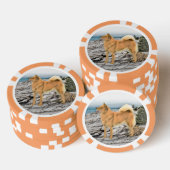 Finnischer Spitz beim Seashore-Gemälde - Hundekuns Pokerchips (Stapel)