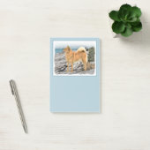 Finnischer Spitz beim Seashore-Gemälde - Hundekuns Post-it Klebezettel (Büro)