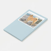Finnischer Spitz beim Seashore-Gemälde - Hundekuns Post-it Klebezettel (angewinkelt)