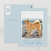 Finnischer Spitz beim Seashore-Gemälde - Hundekuns Postkarte (Vorne/Hinten)