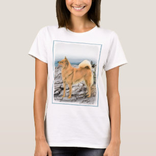 Finnischer Spitz beim Seashore-Gemälde - Hundekuns T-Shirt