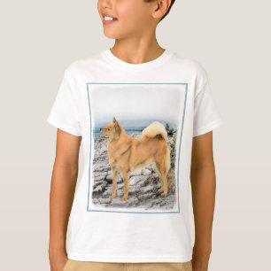 Finnischer Spitz beim Seashore-Gemälde - Hundekuns T-Shirt