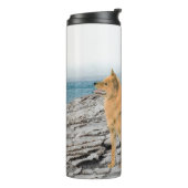 Finnischer Spitz beim Seashore-Gemälde - Hundekuns Thermosbecher (Nach links gedreht)