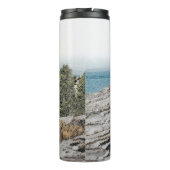 Finnischer Spitz beim Seashore-Gemälde - Hundekuns Thermosbecher (Rückseite)