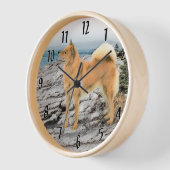 Finnischer Spitz beim Seashore-Gemälde - Hundekuns Uhr (Winkel)