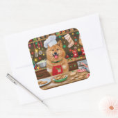 Finnischer Spitz Feiertag Backen: Feierliche Weihn Quadratischer Aufkleber (Umschlag)