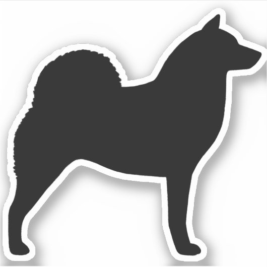 Finnischer Spitz Hund Silhouette Cool Canine Black Aufkleber (Vorderseite)