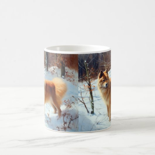 Finnischer Spitz lässt es Weihnachten schneien Kaffeetasse (Mittel)