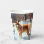 Finnischer Spitz lässt es Weihnachten schneien Pappbecher (Rückseite)