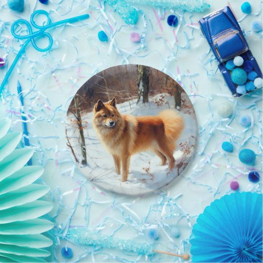 Finnischer Spitz lässt es Weihnachten schneien Pappteller (Party)