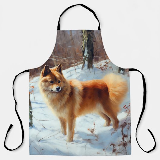 Finnischer Spitz lässt es Weihnachten schneien Schürze (Vorderseite)