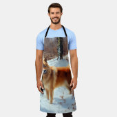 Finnischer Spitz lässt es Weihnachten schneien Schürze (Getragen)