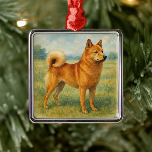 Finnischer Spitz Ornament Aus Metall (Baum)