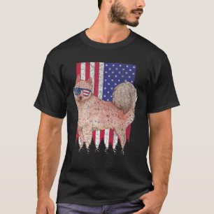 Finnischer Spitz Patriotic Dog USA Pride American  T-Shirt