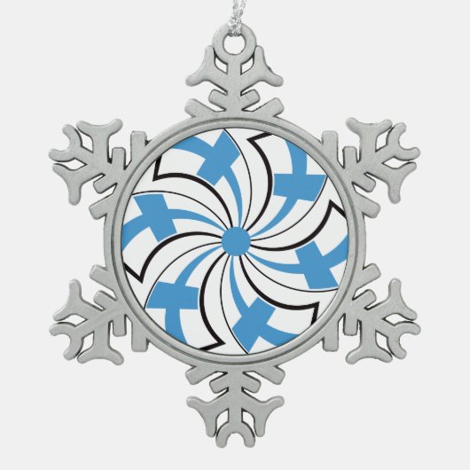 Finnischer Stern Schneeflocken Zinn-Ornament (Vorderseite)