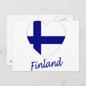Finnisches Flaggenherz Postkarte (Vorne/Hinten)