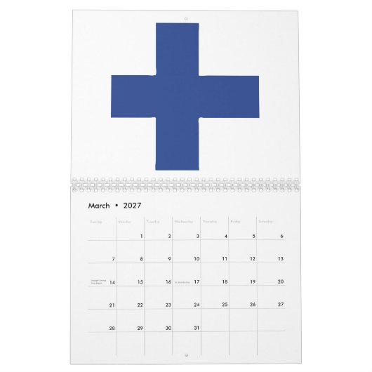 Finnisches Flaggenzeichen Kalender (Mär 2027)