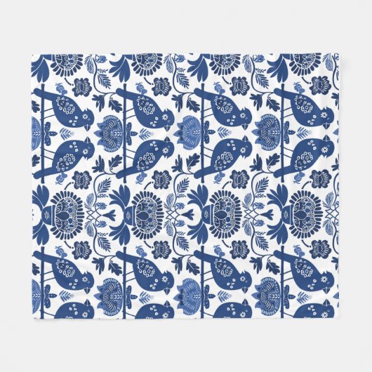 Finnisches Folk Art Muster Fleecedecke (Vorderseite (Horizontal))