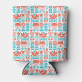 Finnisches Fox & Bird Folk Art Muster Dosenkühler (Vorderseite)