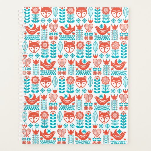 Finnisches Fox & Bird Folk Art Muster Planer (Vorderseite)