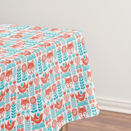 Finnisches Fox- u. Vogel-Volkskunst-Muster Tischdecke (Beispiel)