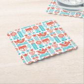 Finnisches Fox- u. Vogel-Volkskunst-Muster Untersetzer (angewinkelt)