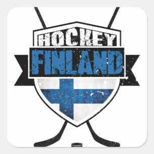 Finnisches Hockey-Schild Suomi Quadratischer Aufkleber