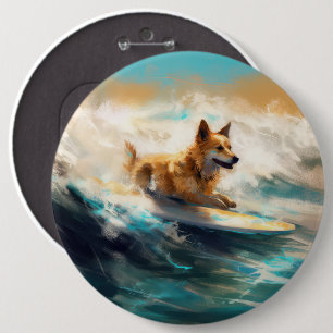 Finnisches Lapphund Beach Surfainting Button