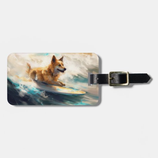 Finnisches Lapphund Beach Surfainting Gepäckanhänger (Vorderseite horizontal)