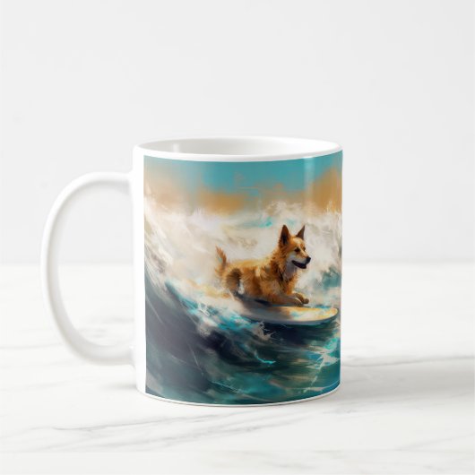 Finnisches Lapphund Beach Surfainting Kaffeetasse (Links)