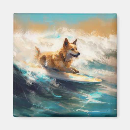 Finnisches Lapphund Beach Surfainting Magnet (Vorne)