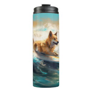 Finnisches Lapphund Beach Surfainting Thermosbecher