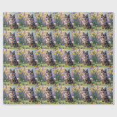 Finnisches Lapphund Hund Frühlingsblumen Malerei Geschenkpapier (Flach)
