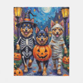 Finnisches Lapphund Hunde Trick-or-Treating Hallow Fleecedecke (Vorderseite)