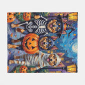 Finnisches Lapphund Hunde Trick-or-Treating Hallow Fleecedecke (Vorderseite (Horizontal))