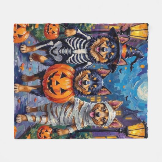 Finnisches Lapphund Hunde Trick-or-Treating Hallow Fleecedecke (Vorderseite (Horizontal))