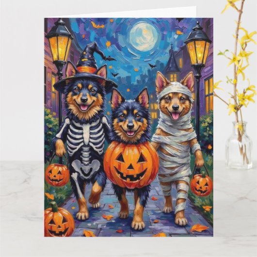 Finnisches Lapphund Hunde Trick-or-Treating Hallow Karte (Gelbe Blume)