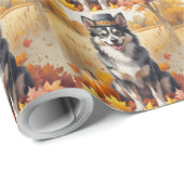 Finnisches Lapphund im Herbst lässt Erntedank Kuns Geschenkpapier (Rolleneckpunkt)