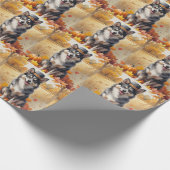 Finnisches Lapphund im Herbst lässt Erntedank Kuns Geschenkpapier (Ecke)