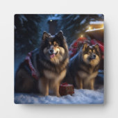 Finnisches Lapphund Snowy Sleigh Weihnachtsdekor Fotoplatte (Vorderseite)