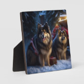 Finnisches Lapphund Snowy Sleigh Weihnachtsdekor Fotoplatte (Vorderseite)