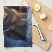 Finnisches Lapphund Snowy Sleigh Weihnachtsdekor Geschirrtuch (Viertel Falte)