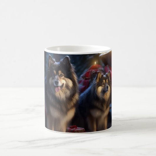 Finnisches Lapphund Snowy Sleigh Weihnachtsdekor Kaffeetasse (Mittel)