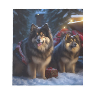 Finnisches Lapphund Snowy Sleigh Weihnachtsdekor Notizblock