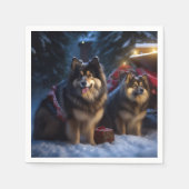 Finnisches Lapphund Snowy Sleigh Weihnachtsdekor Serviette (Vorderseite)