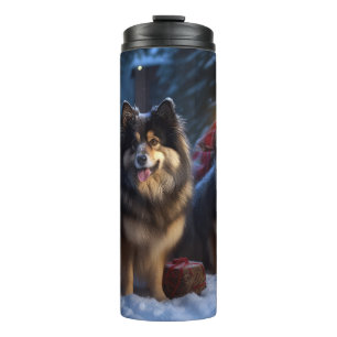 Finnisches Lapphund Snowy Sleigh Weihnachtsdekor Thermosbecher